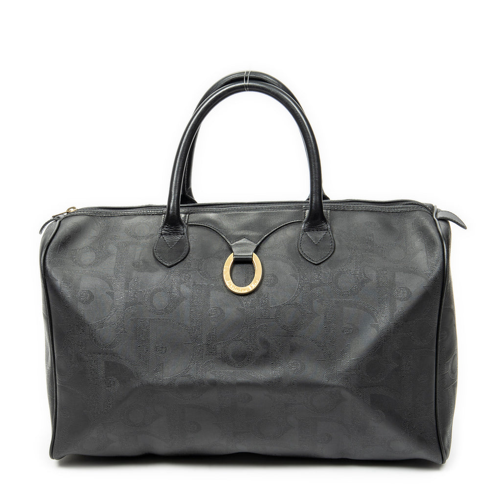 Bolso de Viaje Vintage Mediano Travel Boston Negro Maxi Diorissimo Lona Revestida