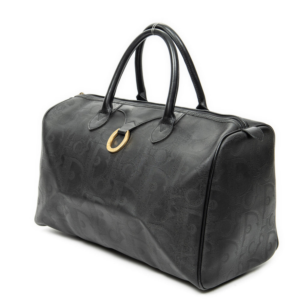 Bolso de Viaje Vintage Mediano Travel Boston Negro Maxi Diorissimo Lona Revestida