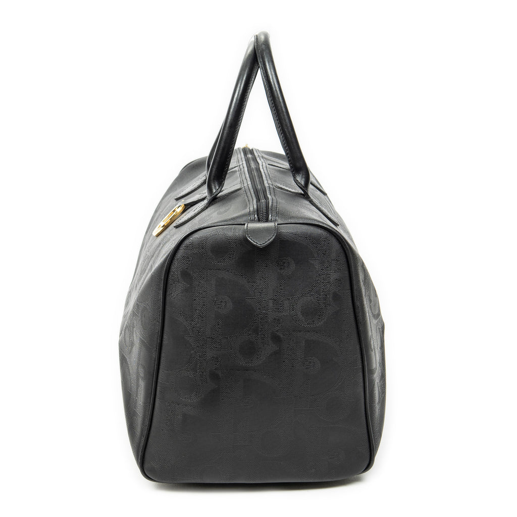 Bolso de Viaje Vintage Mediano Travel Boston Negro Maxi Diorissimo Lona Revestida