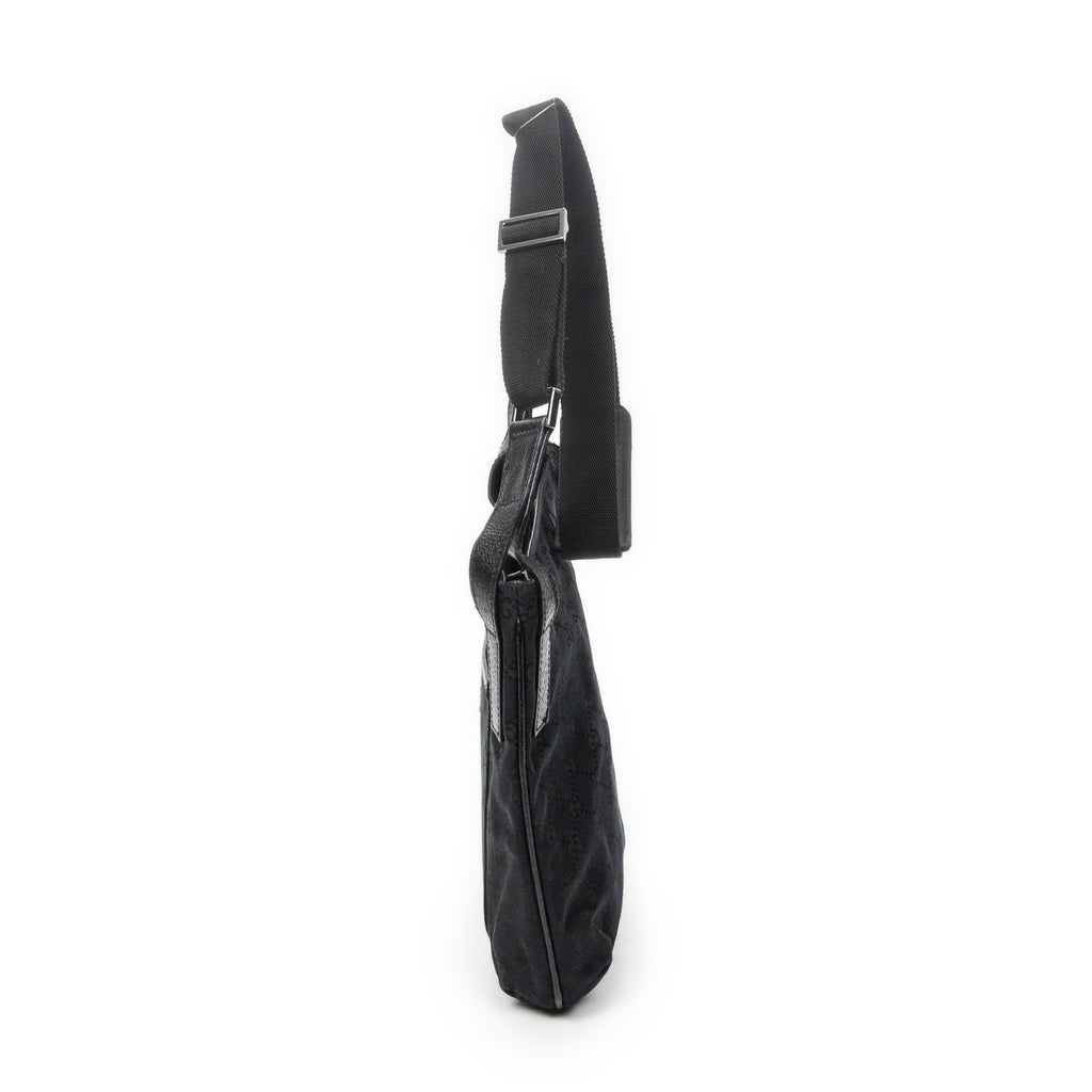 Shoulder Bag Front Slip Pocket Crossbody Black Monogrammed Canvas