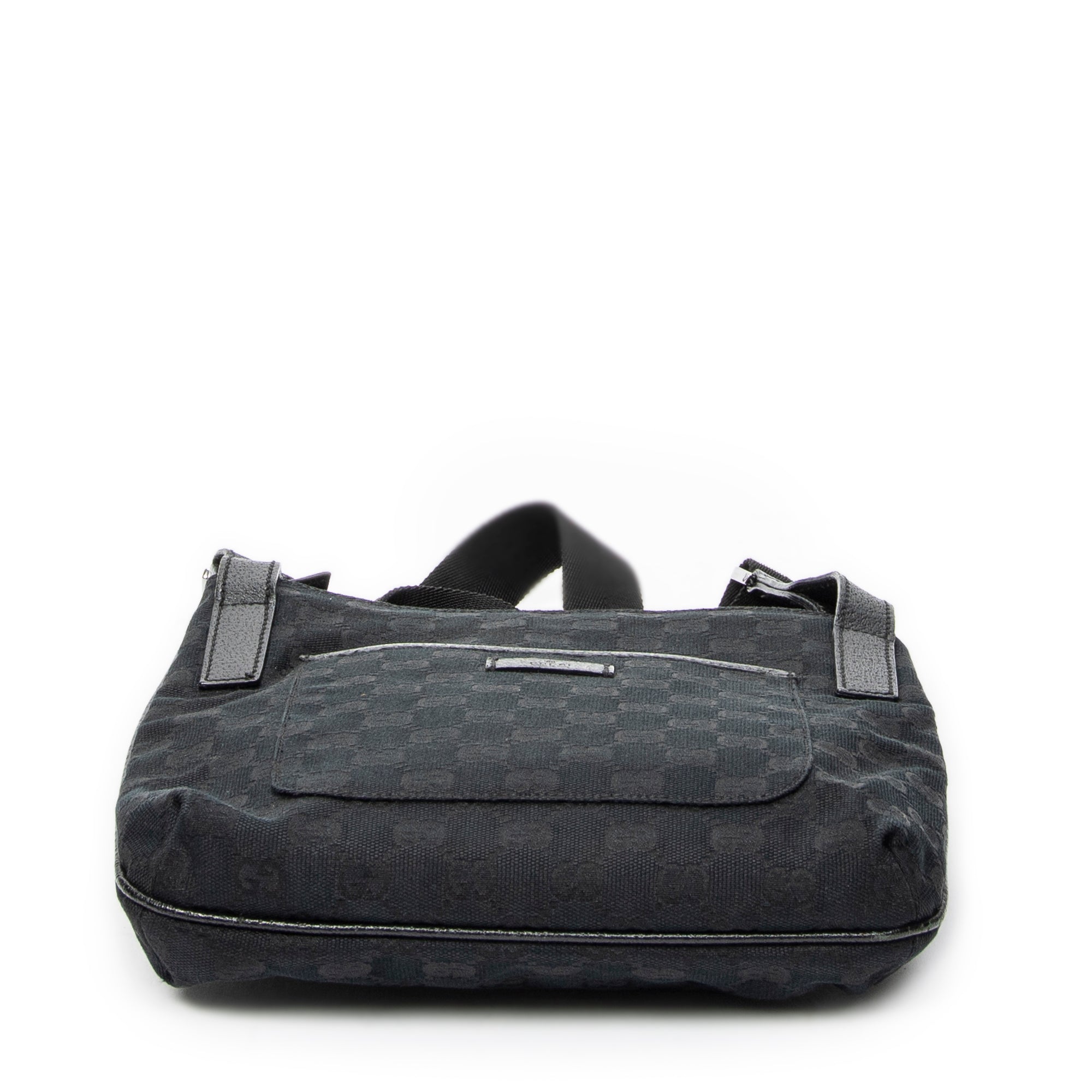 Shoulder Bag Front Slip Pocket Crossbody Black Monogrammed Canvas