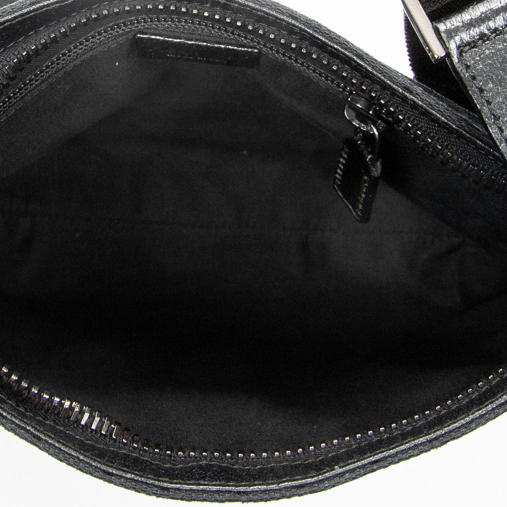 Shoulder Bag Front Slip Pocket Crossbody Black Monogrammed Canvas