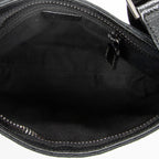 Shoulder Bag Front Slip Pocket Crossbody Black Monogrammed Canvas