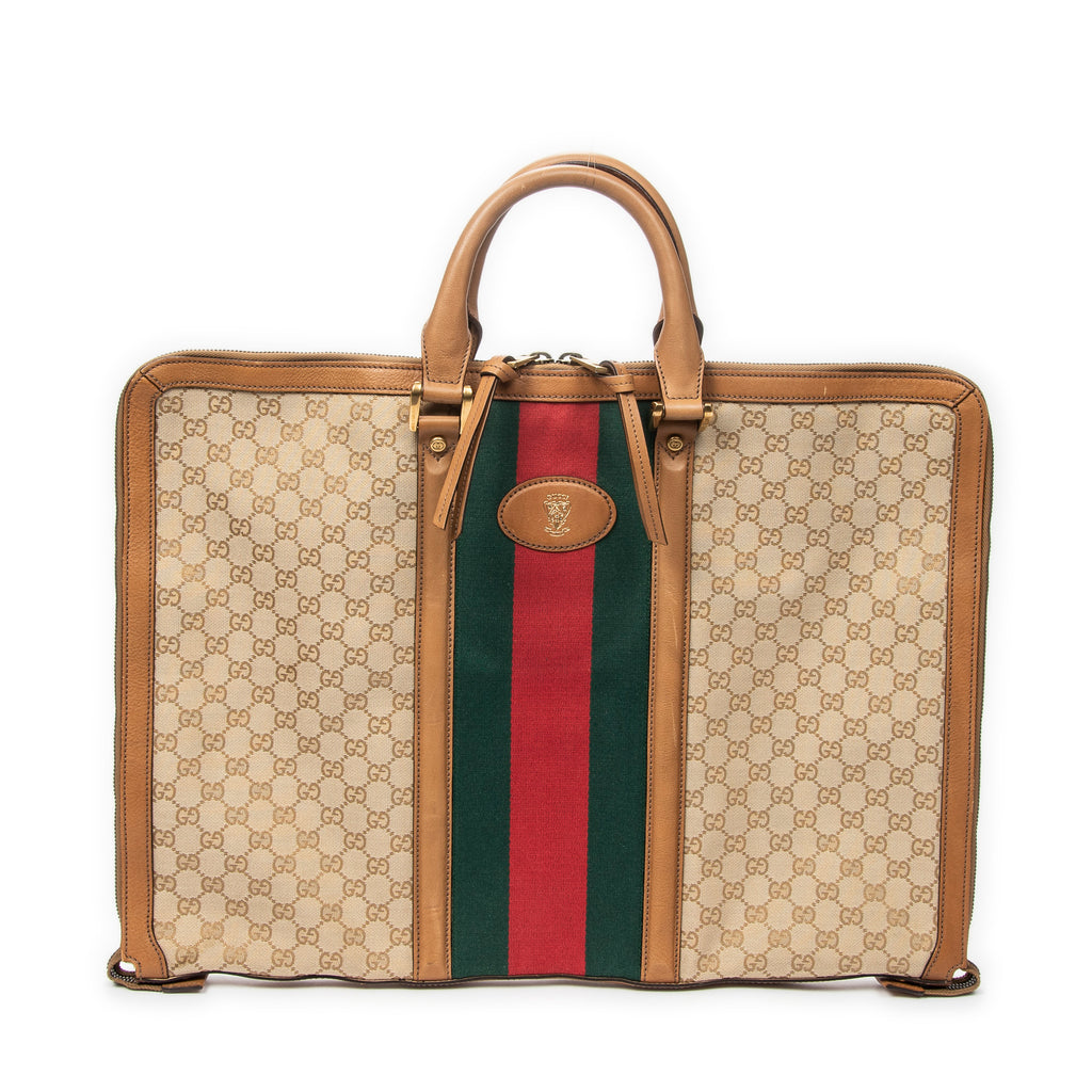 Handbag Web Garment Bag Tan Monogrammed Canvas