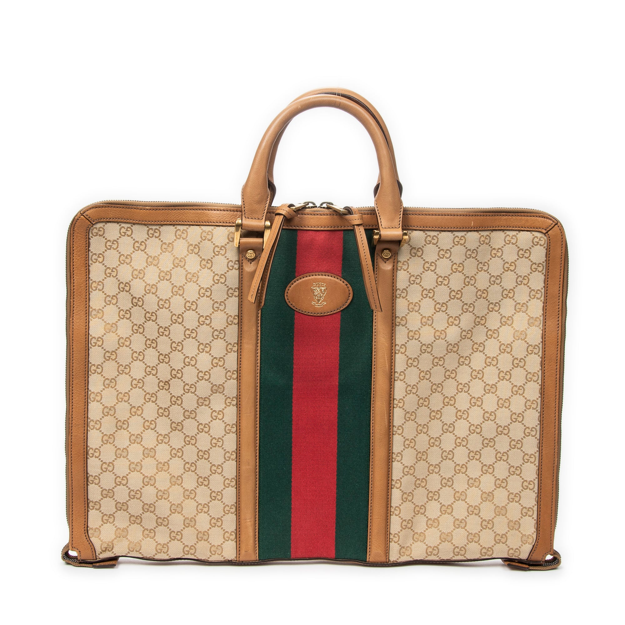 Handbag Web Garment Bag Tan Monogrammed Canvas