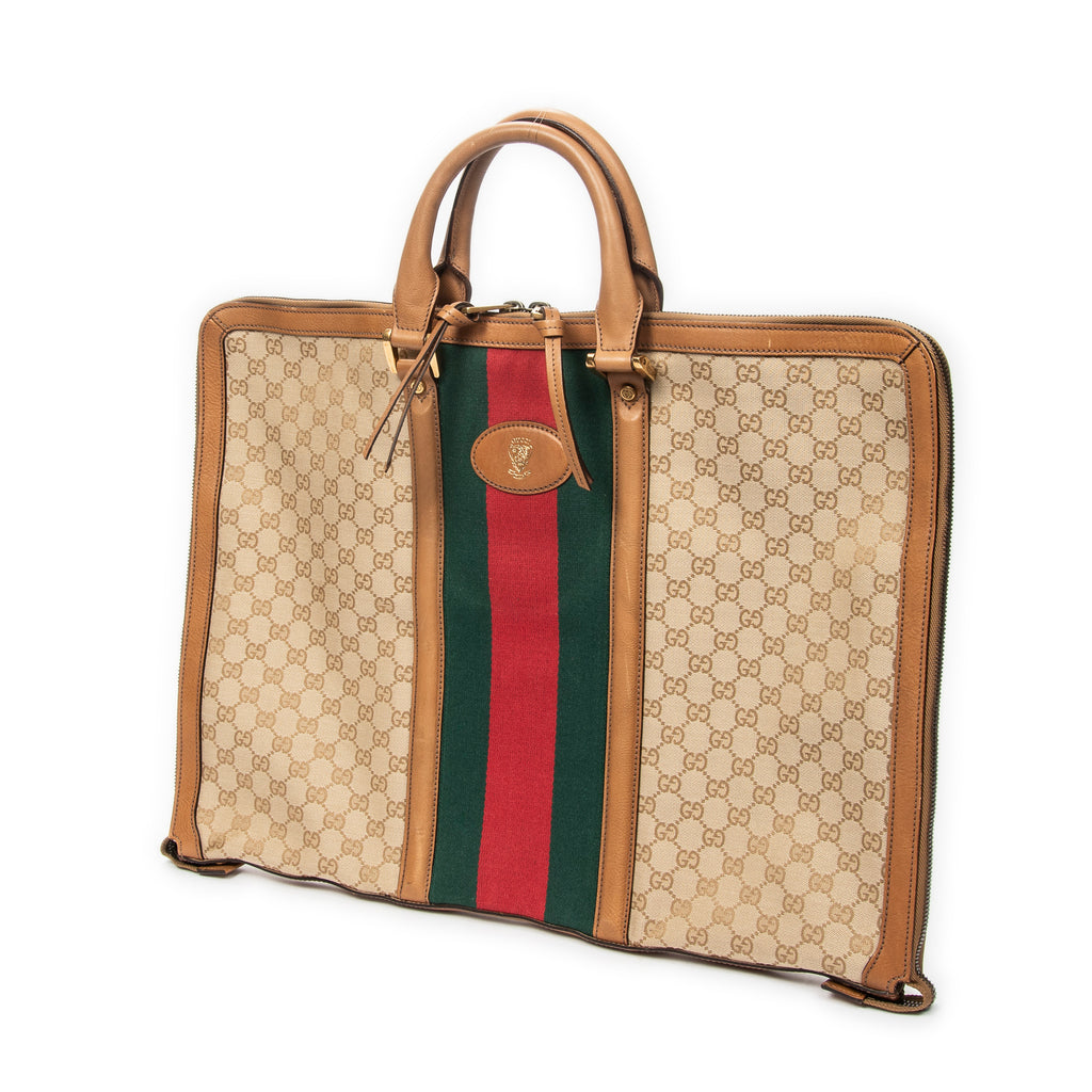 Handbag Web Garment Bag Tan Monogrammed Canvas