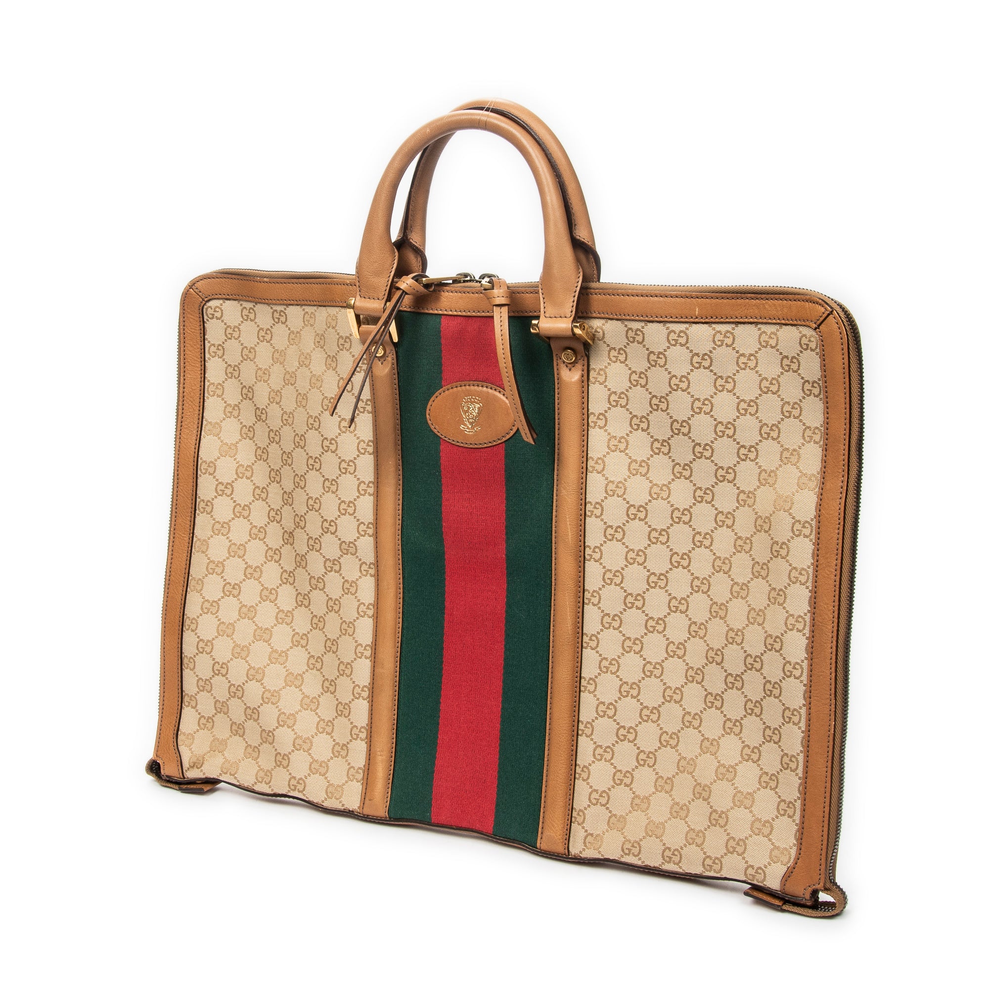 Handbag Web Garment Bag Tan Monogrammed Canvas