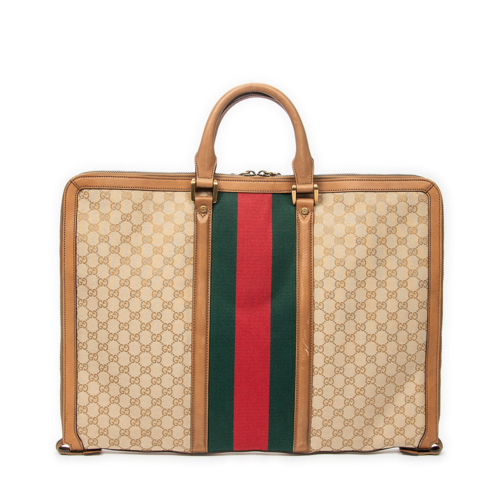 Handbag Web Garment Bag Tan Monogrammed Canvas