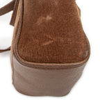 Shoulder Bag Vintage Mini Bamboo Top Handle Tote Brown Suede Leather