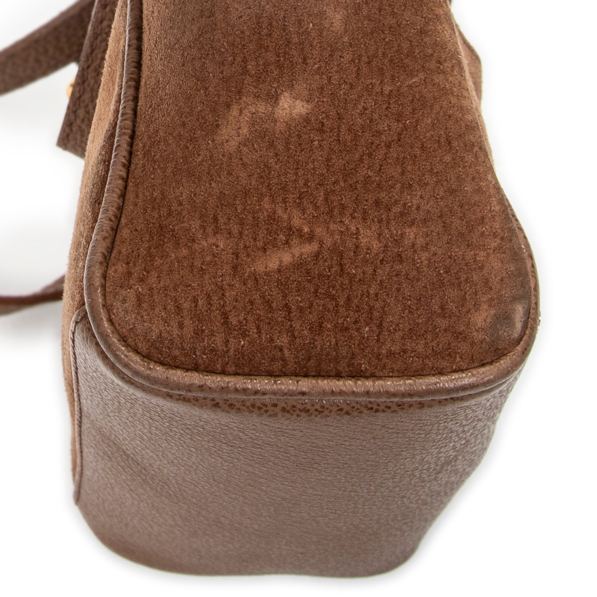 Shoulder Bag Vintage Mini Bamboo Top Handle Tote Brown Suede Leather