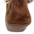 Shoulder Bag Vintage Mini Bamboo Top Handle Tote Brown Suede Leather