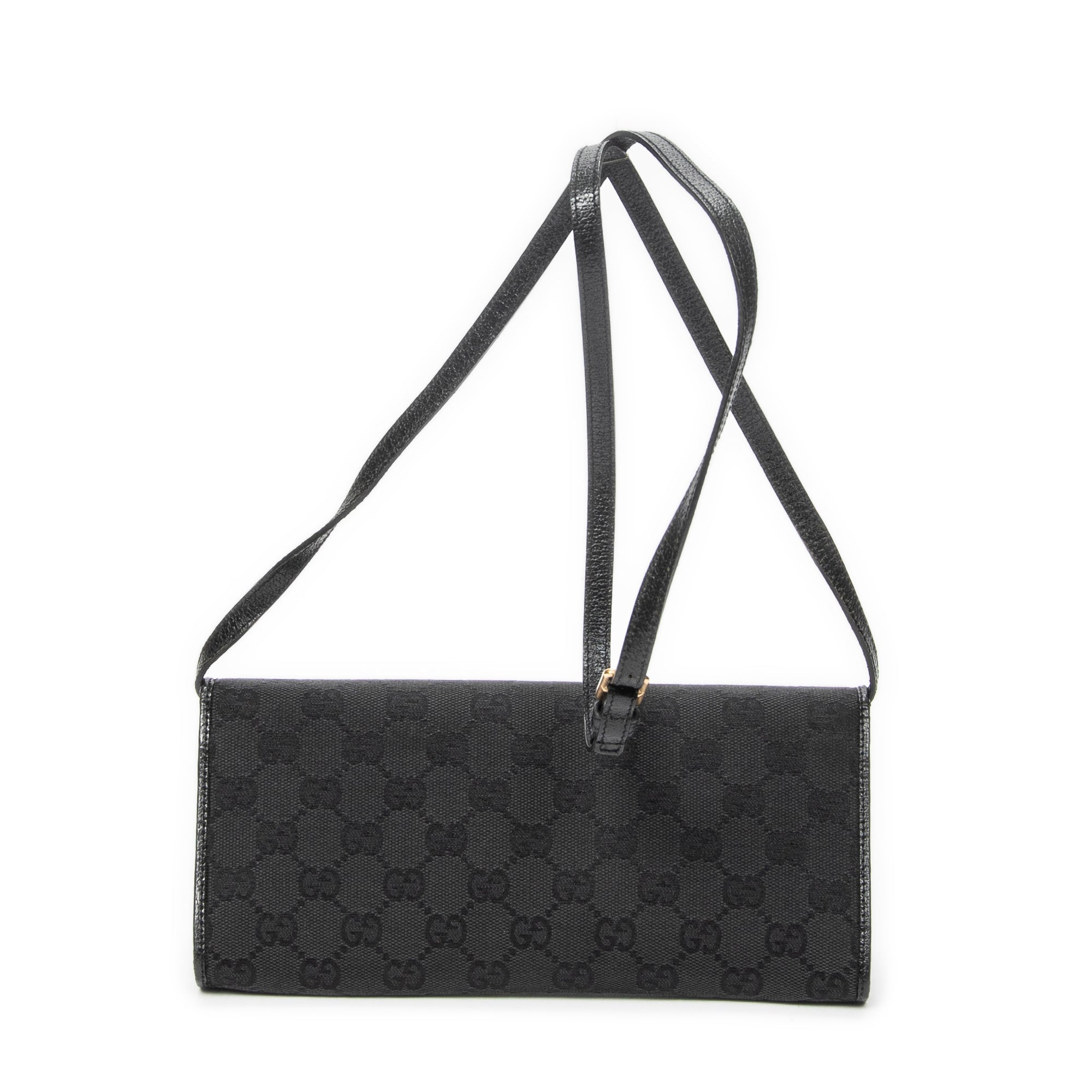 Shoulder Bag Bamboo Clutch Black Monogrammed Canvas