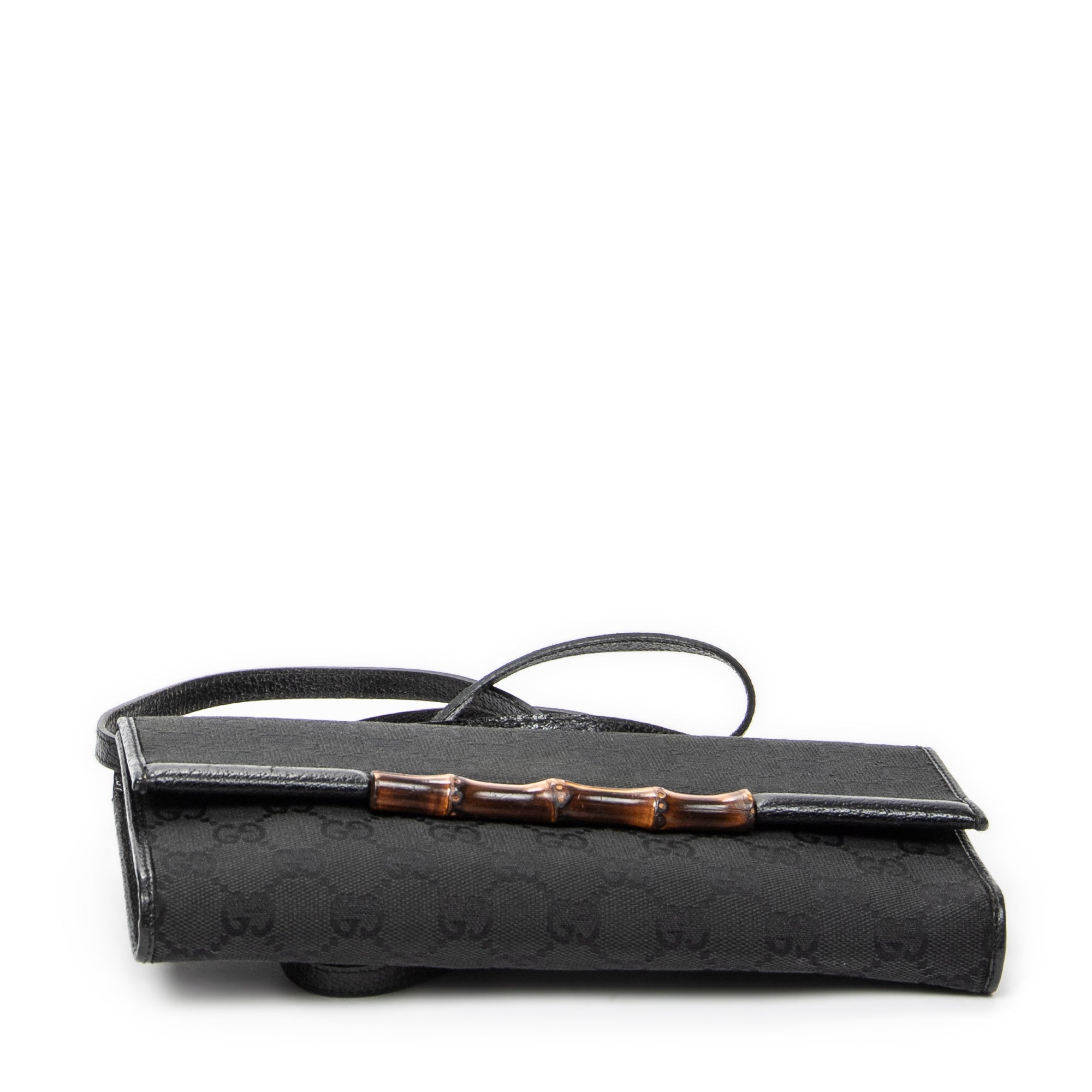 Shoulder Bag Bamboo Clutch Black Monogrammed Canvas