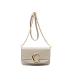 Shoulder Bag C Chain Clutch Grey Calfskin Leather