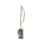 Shoulder Bag C Chain Clutch Grey Calfskin Leather