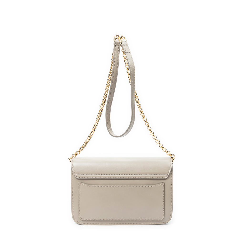 Shoulder Bag C Chain Clutch Grey Calfskin Leather