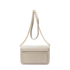 Shoulder Bag C Chain Clutch Grey Calfskin Leather