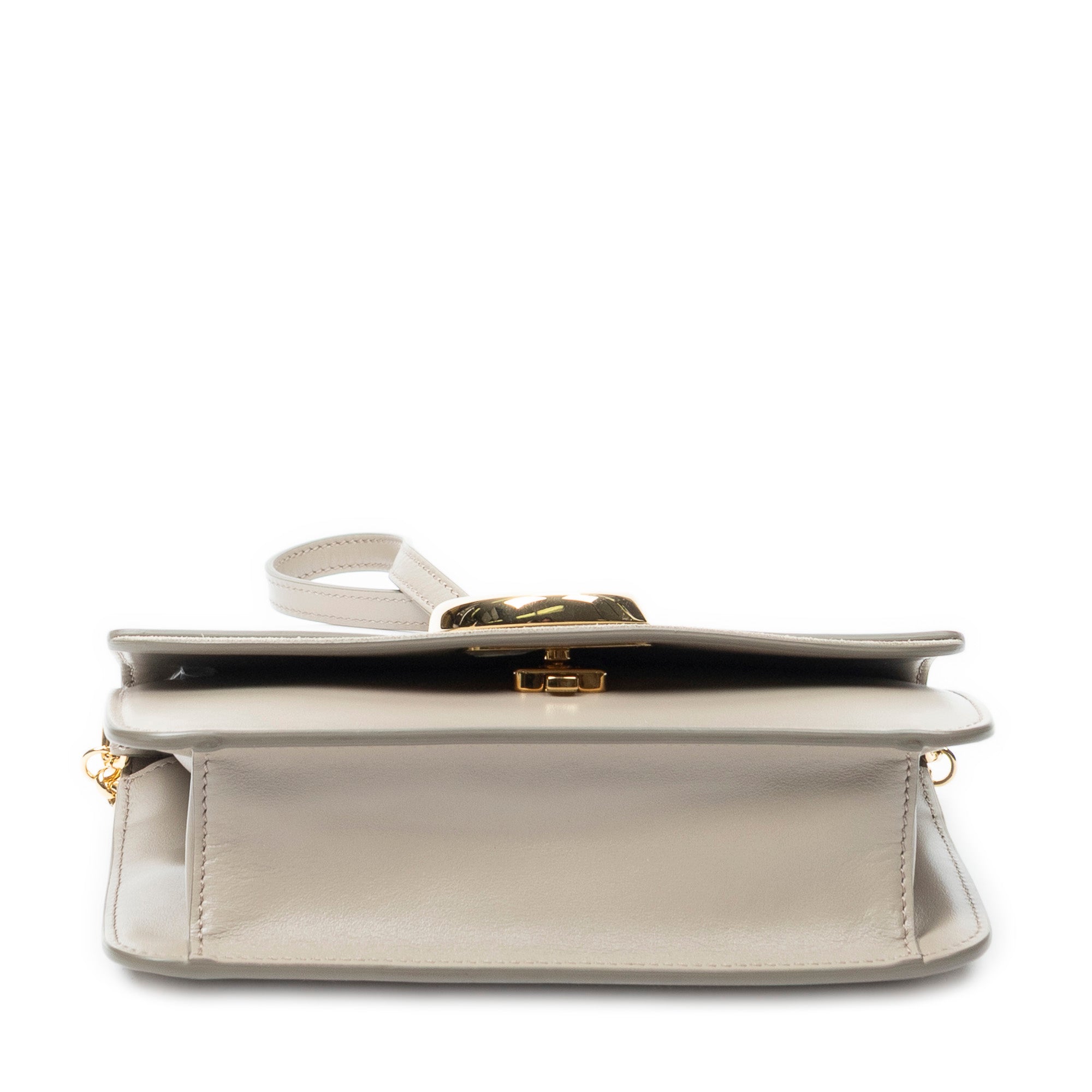 Shoulder Bag C Chain Clutch Grey Calfskin Leather