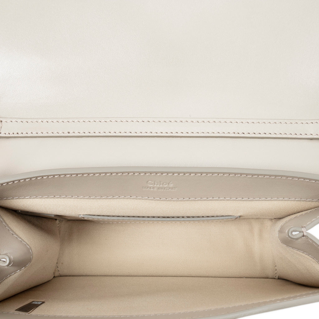 Shoulder Bag C Chain Clutch Grey Calfskin Leather