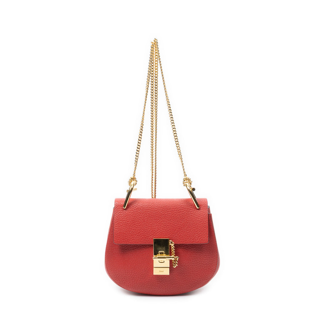 Shoulder Bag Mini Drew Red Grained Calfskin Leather