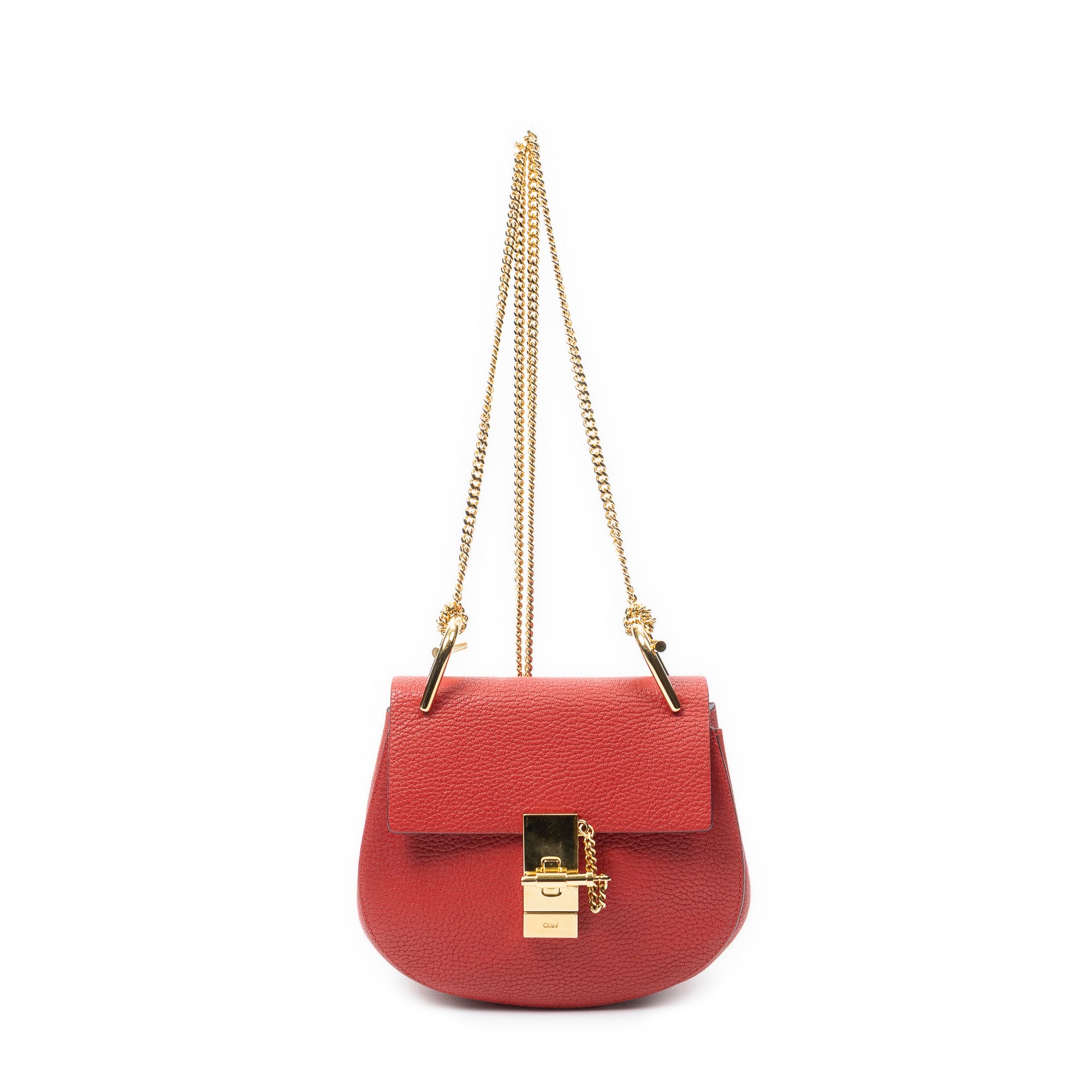 Shoulder Bag Mini Drew Red Grained Calfskin Leather