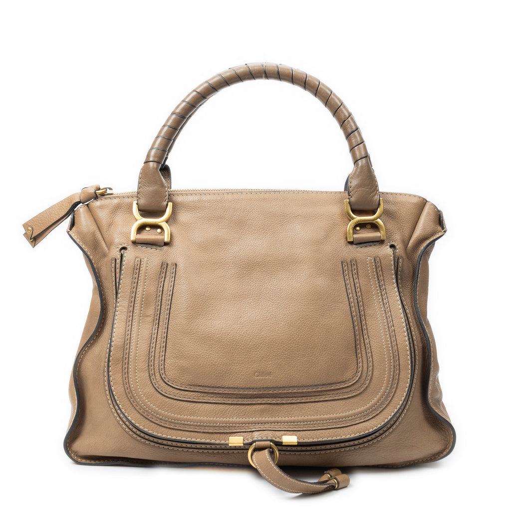 Shoulder Bag Large Marcie Brown Grained Calfskin Leather