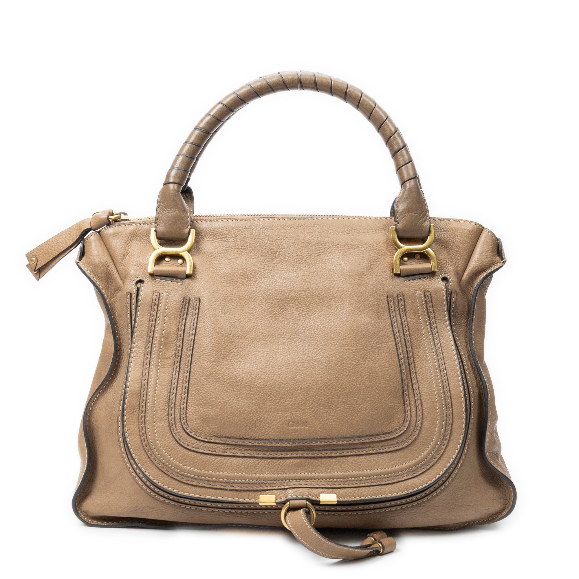 Shoulder Bag Large Marcie Brown Grained Calfskin Leather
