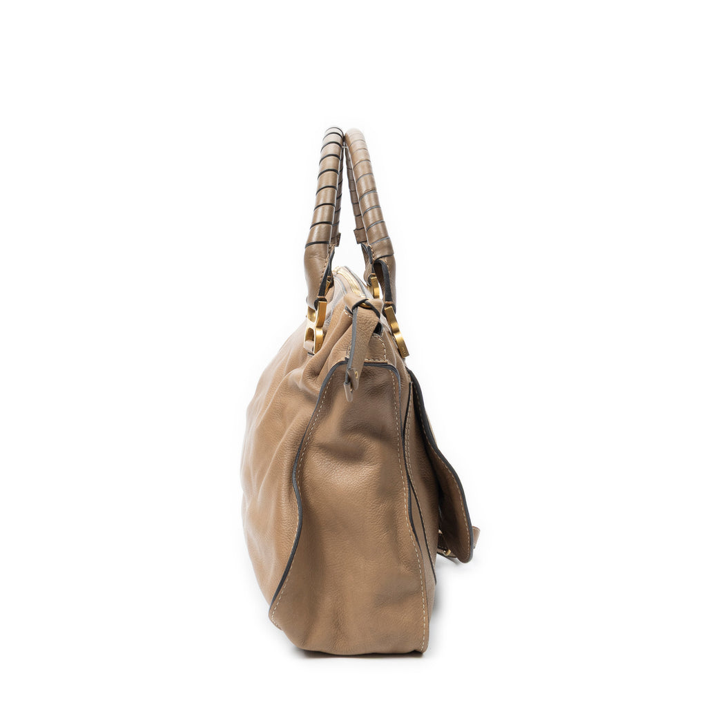 Shoulder Bag Large Marcie Brown Grained Calfskin Leather