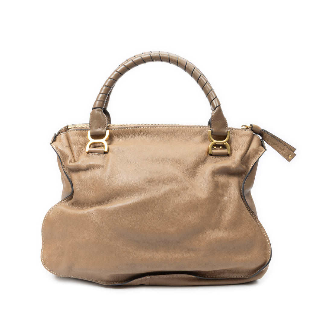 Shoulder Bag Large Marcie Brown Grained Calfskin Leather