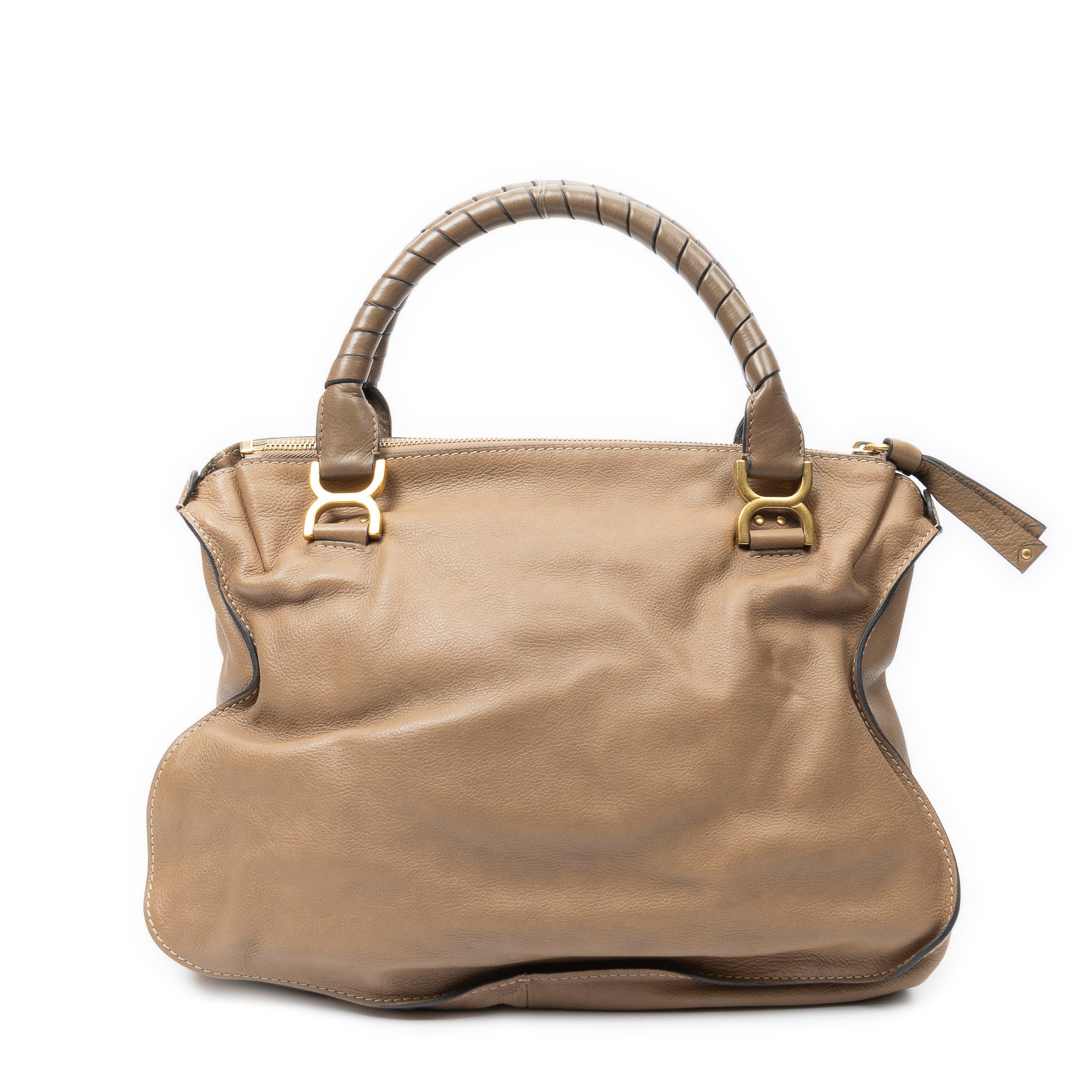 Shoulder Bag Large Marcie Brown Grained Calfskin Leather