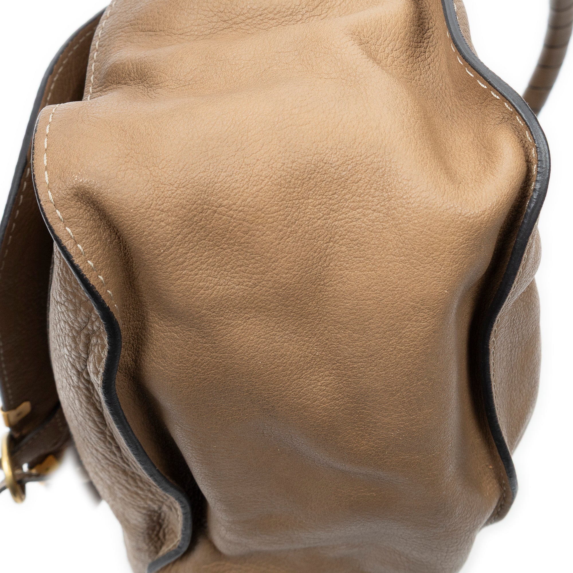 Shoulder Bag Large Marcie Brown Grained Calfskin Leather