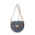 Shoulder Bag Vintage Halfmoon Flap Crossbody Grey Honeycomb Coated Canvas