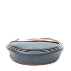 Shoulder Bag Vintage Halfmoon Flap Crossbody Grey Honeycomb Coated Canvas