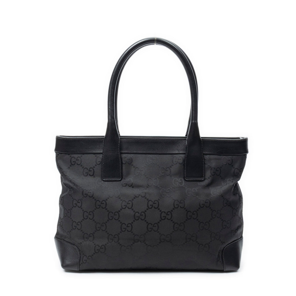 Shoulder Bag Zip Tote Black Monogrammed Nylon Canvas