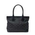 Shoulder Bag Zip Tote Black Monogrammed Nylon Canvas
