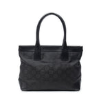 Shoulder Bag Zip Tote Black Monogrammed Nylon Canvas