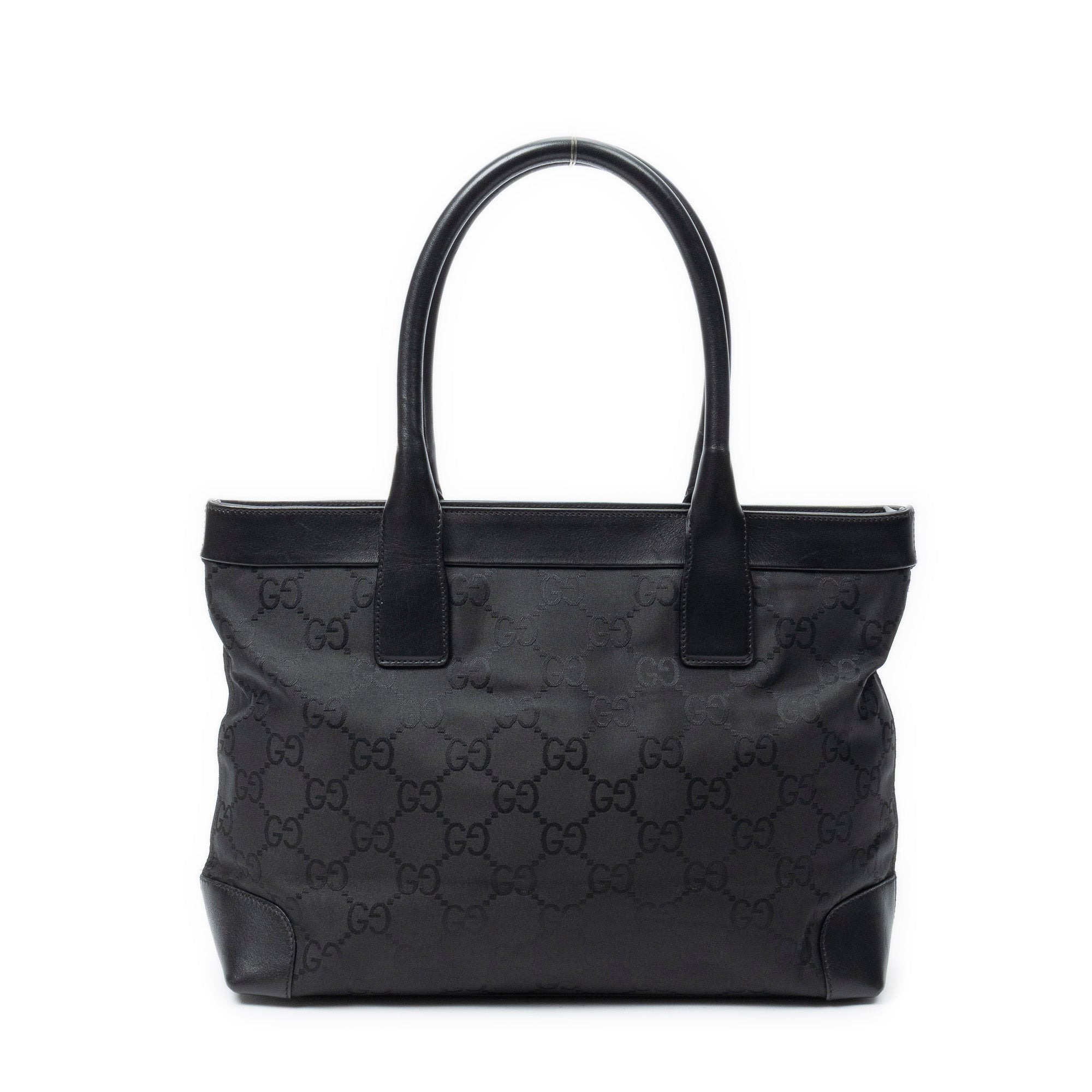 Shoulder Bag Zip Tote Black Monogrammed Nylon Canvas