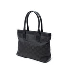 Shoulder Bag Zip Tote Black Monogrammed Nylon Canvas