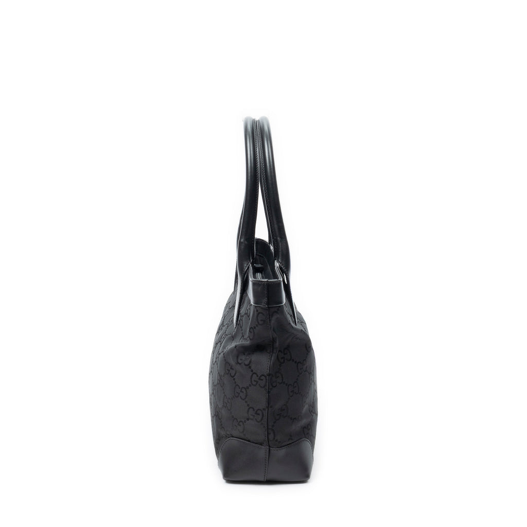 Shoulder Bag Zip Tote Black Monogrammed Nylon Canvas