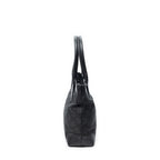 Shoulder Bag Zip Tote Black Monogrammed Nylon Canvas
