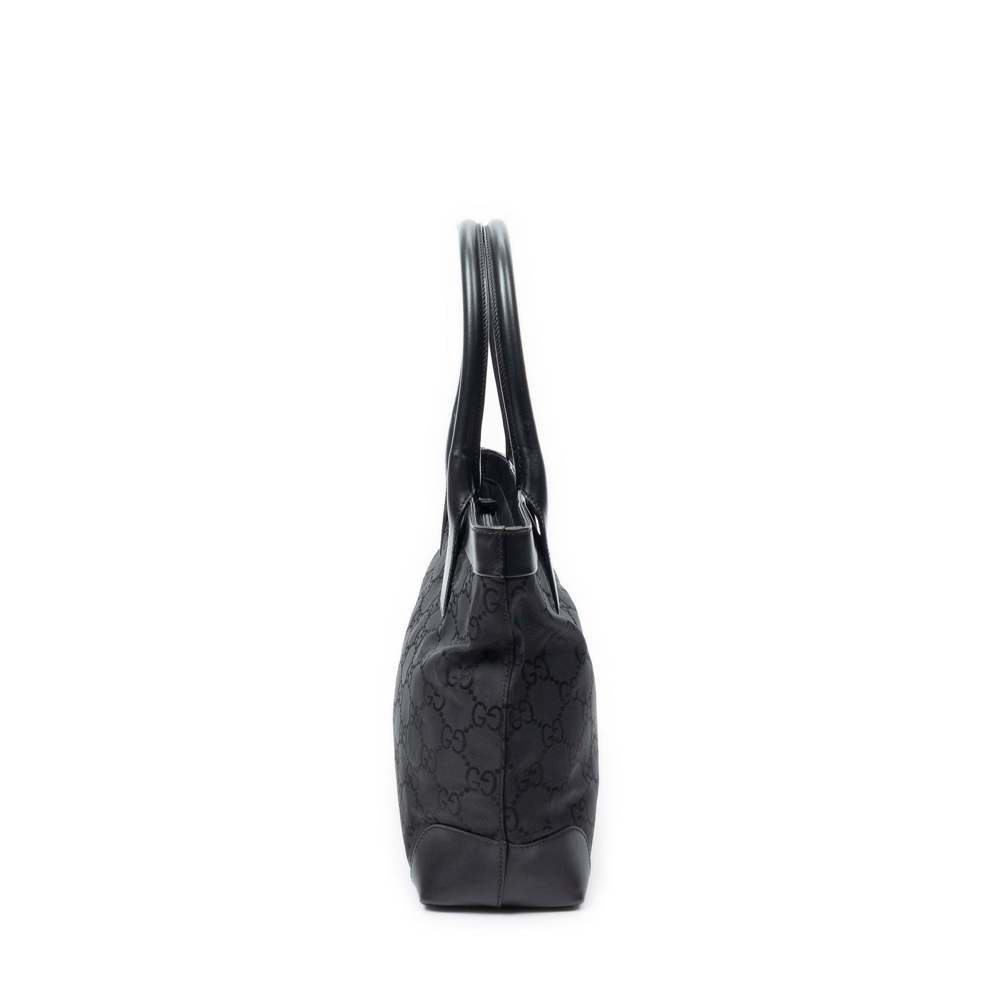 Shoulder Bag Zip Tote Black Monogrammed Nylon Canvas