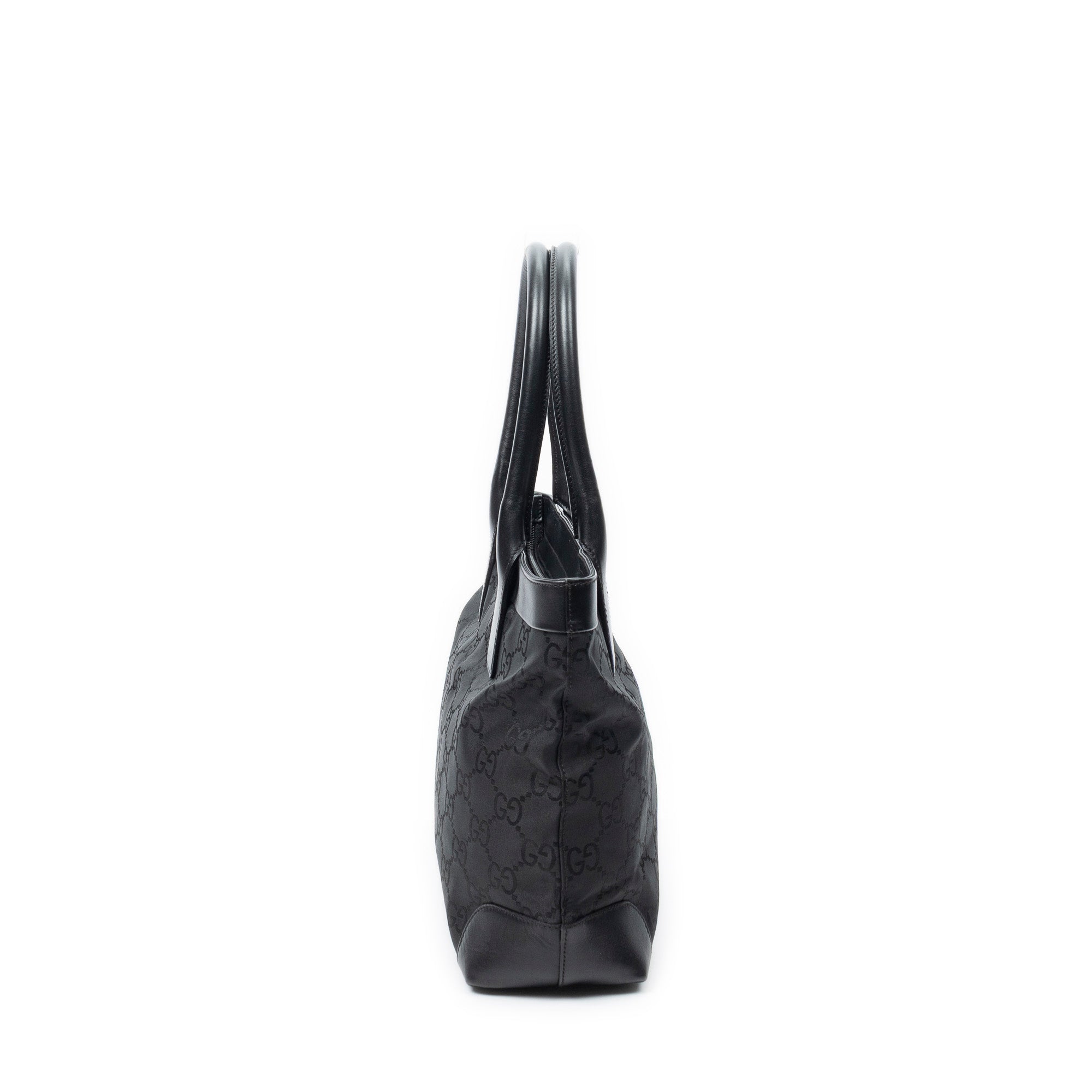 Shoulder Bag Zip Tote Black Monogrammed Nylon Canvas