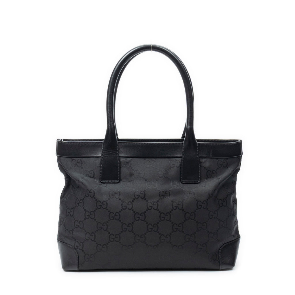 Shoulder Bag Zip Tote Black Monogrammed Nylon Canvas