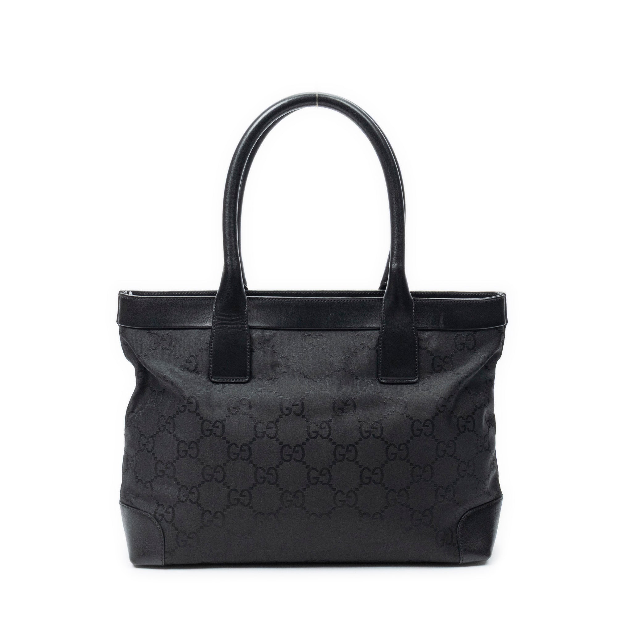 Shoulder Bag Zip Tote Black Monogrammed Nylon Canvas