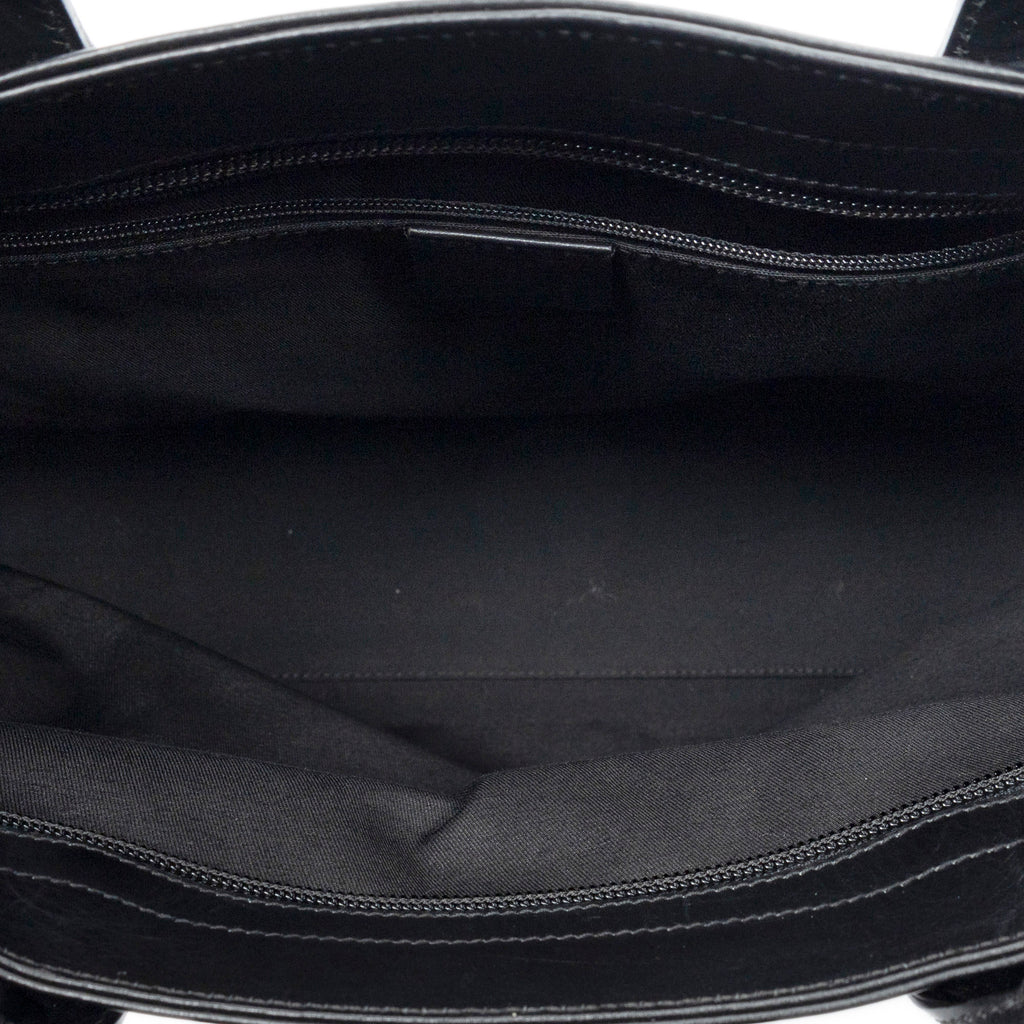 Shoulder Bag Zip Tote Black Monogrammed Nylon Canvas