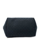 Shoulder Bag Side Drawstring Shopping Tote Black Monogrammed Canvas
