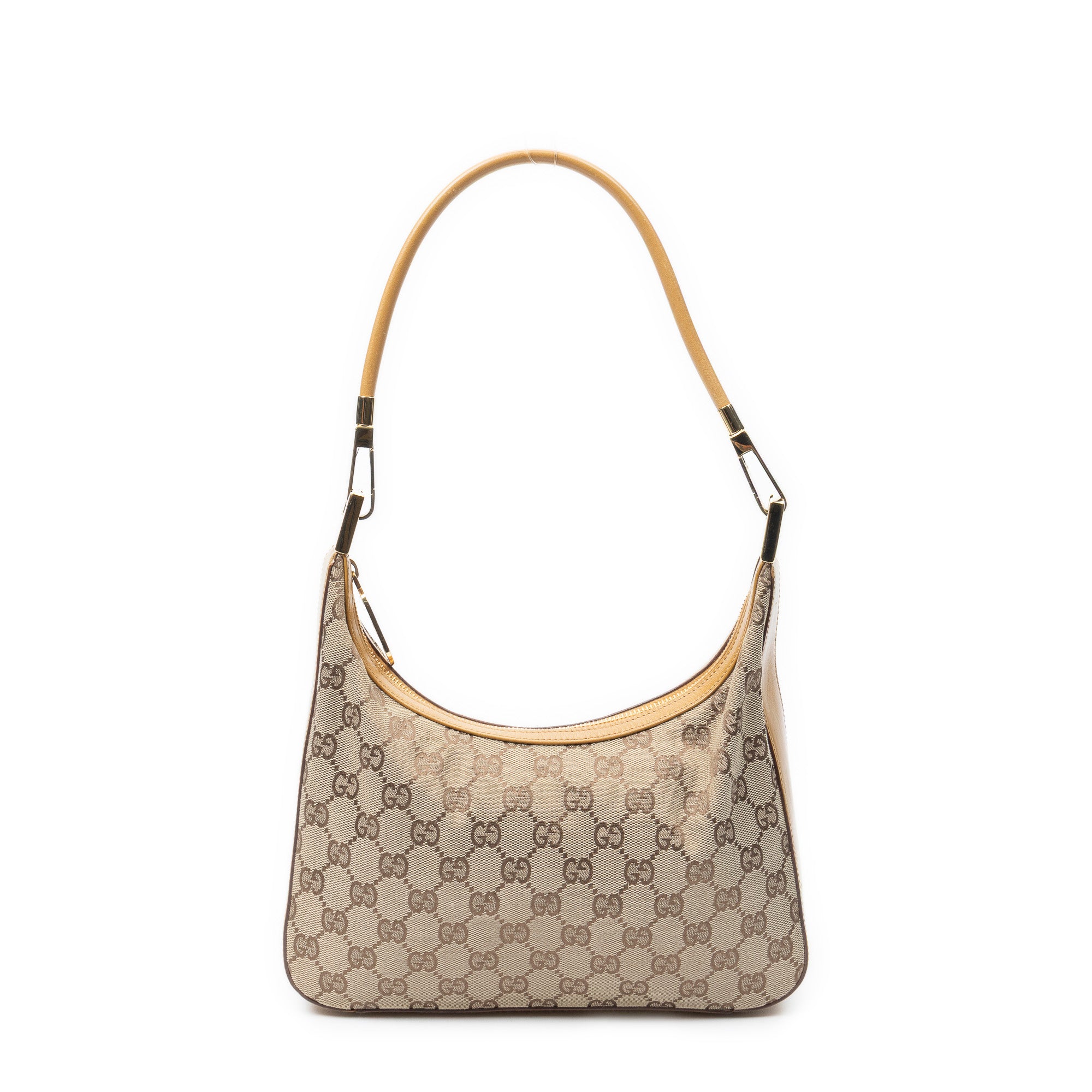 Shoulder Bag Small Shoulder Zip Hobo Beige Monogrammed Canvas