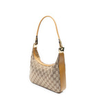 Shoulder Bag Small Shoulder Zip Hobo Beige Monogrammed Canvas
