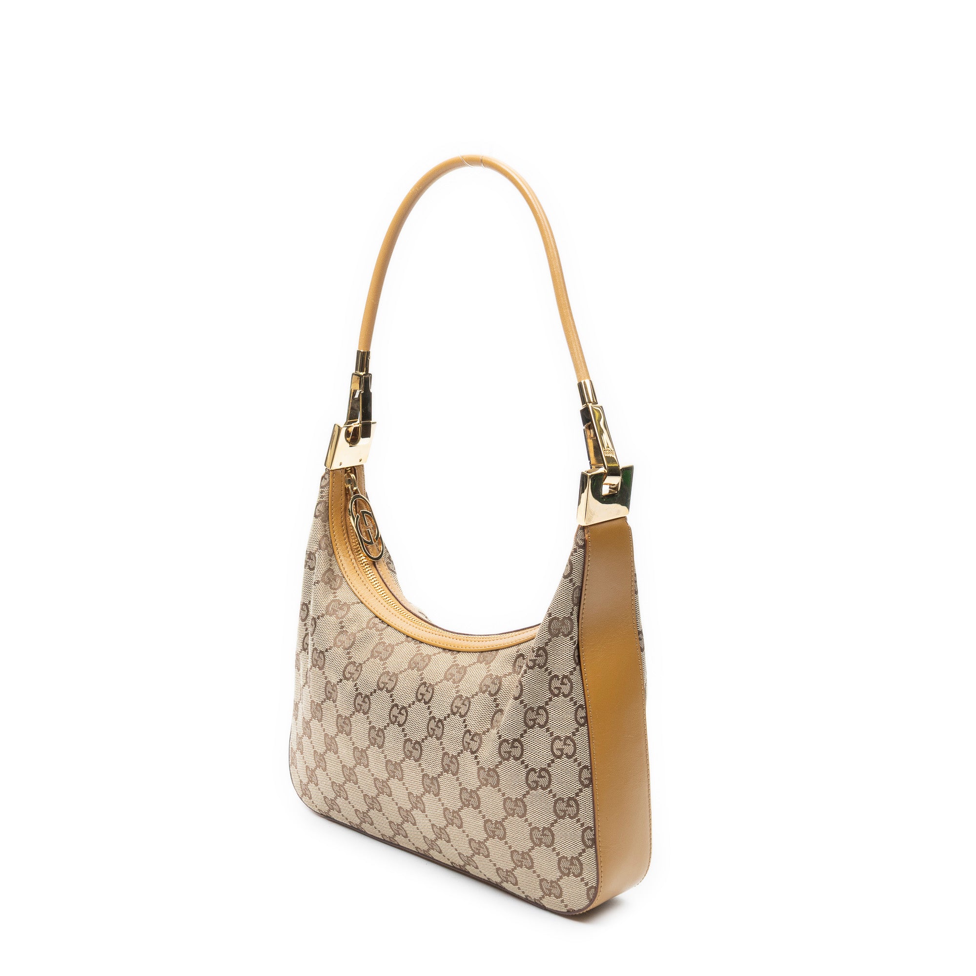 Shoulder Bag Small Shoulder Zip Hobo Beige Monogrammed Canvas