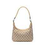Shoulder Bag Small Shoulder Zip Hobo Beige Monogrammed Canvas